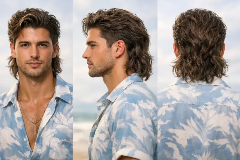 modern low taper mullet hairstyle with clean tapered sides and longer textured back on straight hair