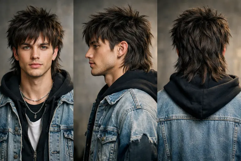 modern low taper mullet hairstyle with clean tapered sides and longer textured back on straight hair