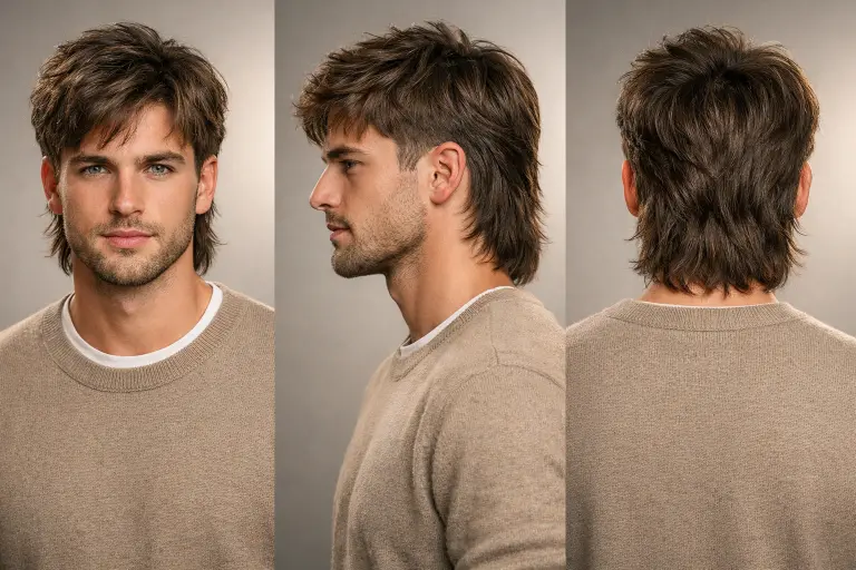 modern low taper mullet hairstyle with clean tapered sides and longer textured back on straight hair