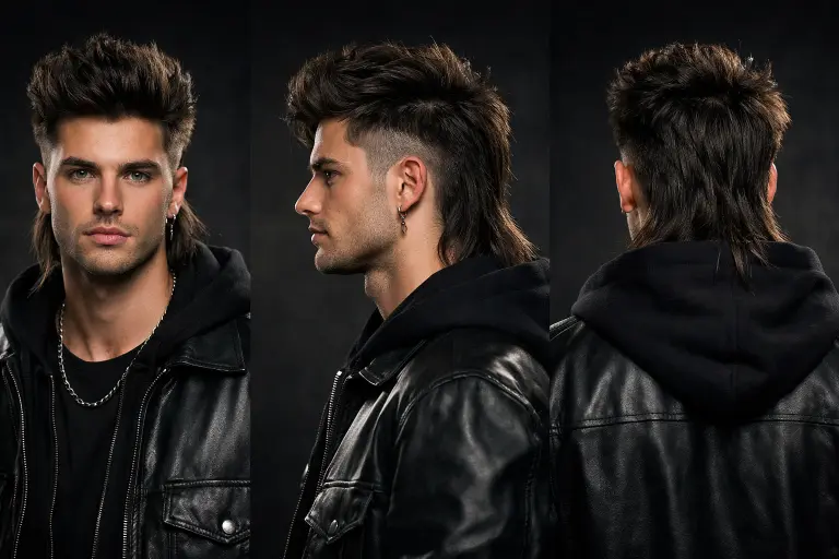 modern low taper mullet hairstyle with clean tapered sides and longer textured back on straight hair