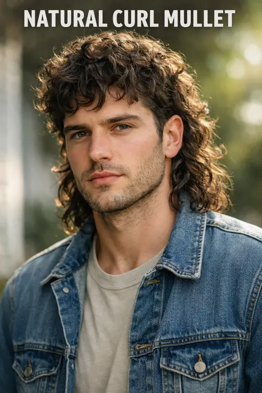 different curly mullet haircuts for men showing fade, taper, and textured styles with natural curls and varied lengths