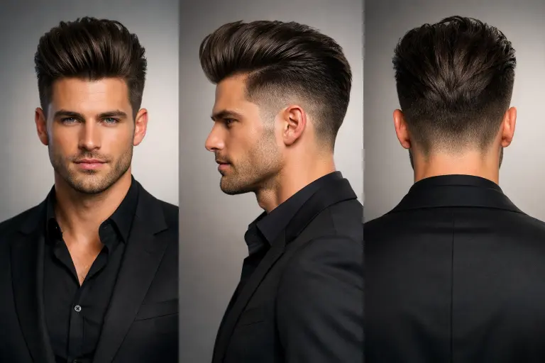 High taper fade long hairstyles for men featuring clean faded sides with long textured hair on top styled in different modern looks