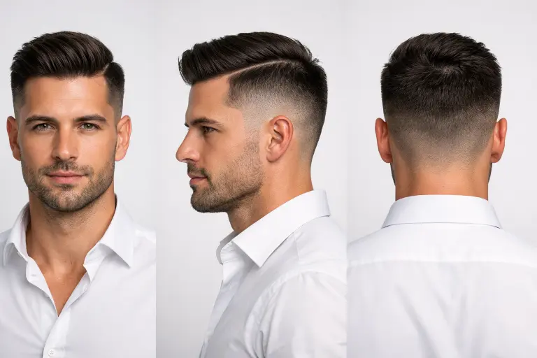 variety of high fade haircuts for men showing different styles, textures, and top lengths with clean faded sides