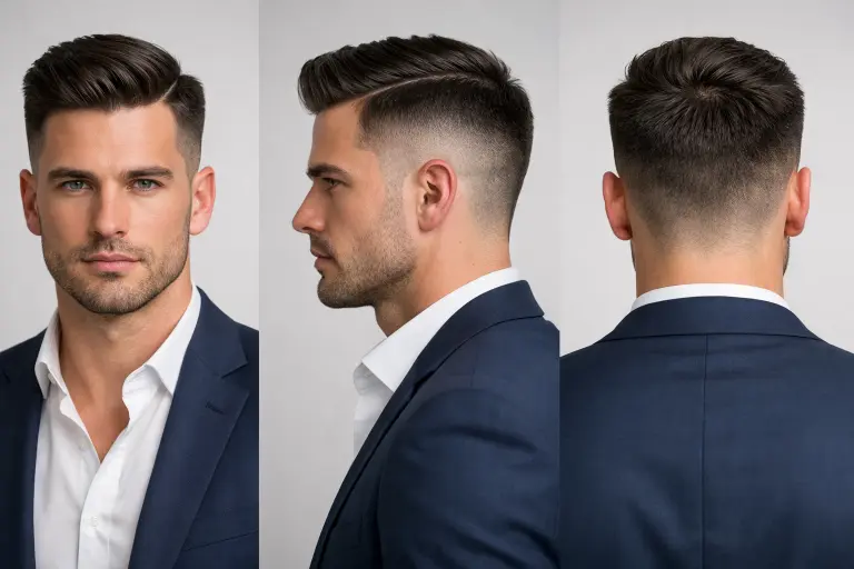 variety of high fade haircuts for men showing different styles, textures, and top lengths with clean faded sides