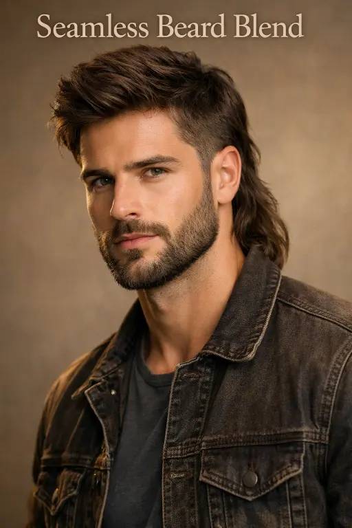 modern low taper mullet hairstyle with clean tapered sides and longer textured back on straight hair