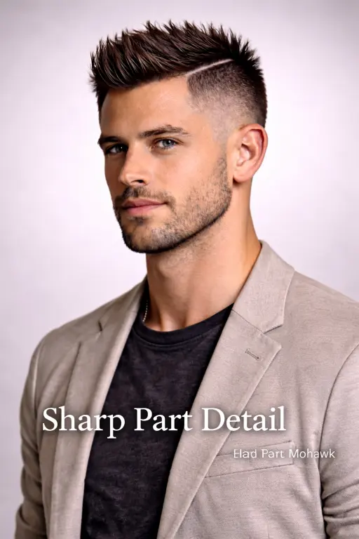 collection of short mohawk haircuts for men showing different fades, textures, and modern styling variations