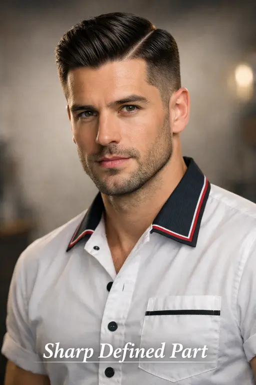 : A variety of side part haircuts for men featuring fades, undercuts, and textured styles on different hair types and lengths