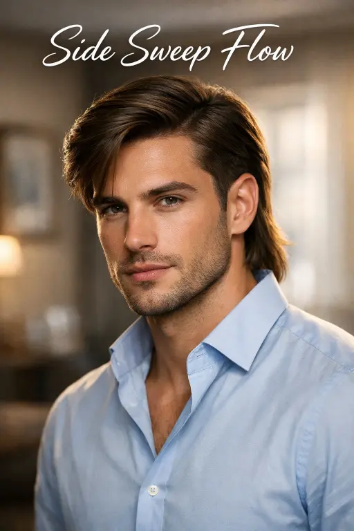 modern low taper mullet hairstyle with clean tapered sides and longer textured back on straight hair