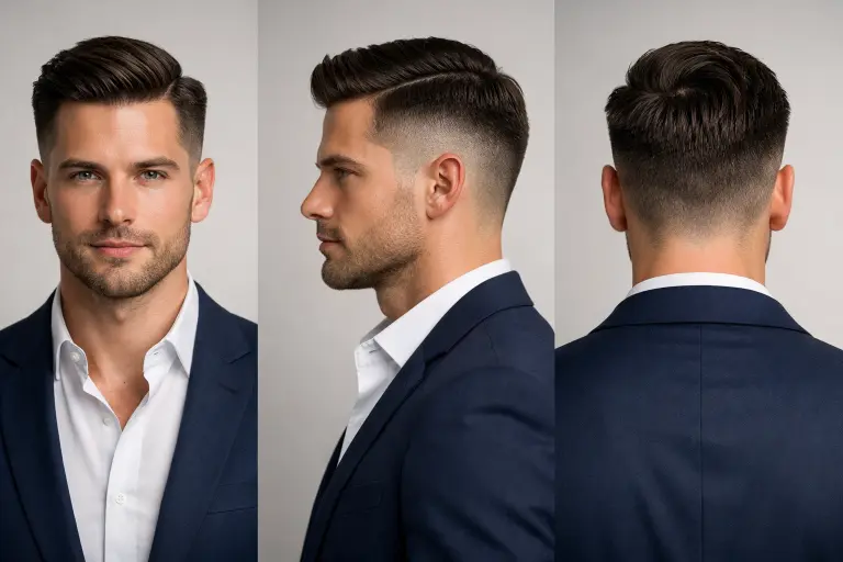 variety of high fade haircuts for men showing different styles, textures, and top lengths with clean faded sides