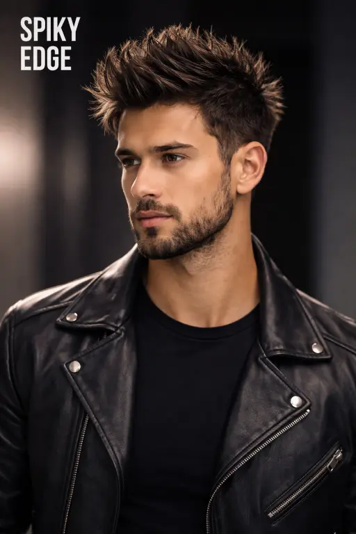 Collection of faux hawk haircuts for men showing different lengths, fades, and textures with volume styled through the center