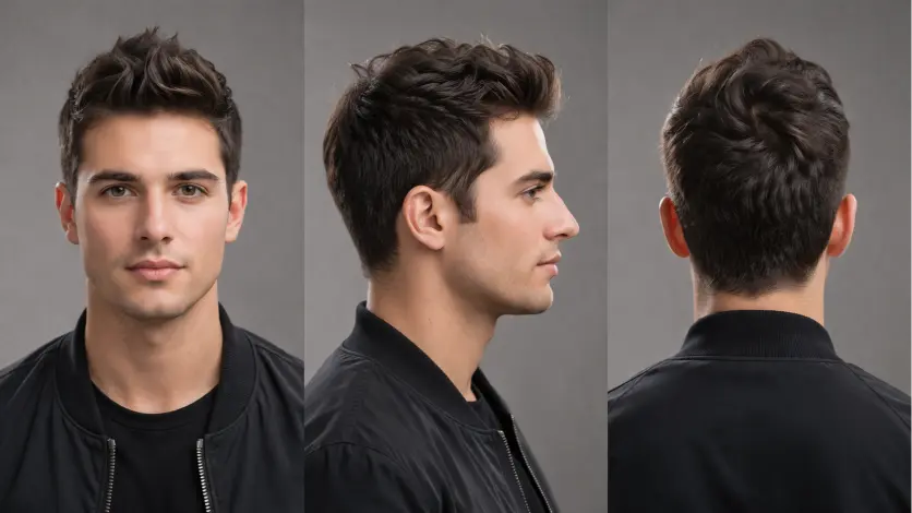Collection of faux hawk haircuts for men showing different lengths, fades, and textures with volume styled through the center