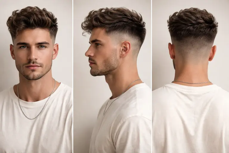variety of high fade haircuts for men showing different styles, textures, and top lengths with clean faded sides