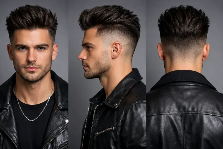 variety of high fade haircuts for men showing different styles, textures, and top lengths with clean faded sides