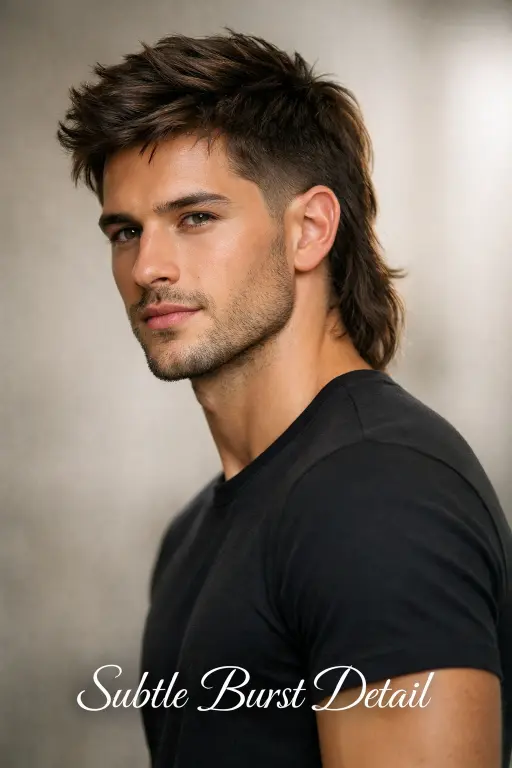 modern low taper mullet hairstyle with clean tapered sides and longer textured back on straight hair