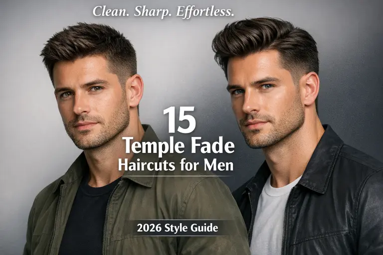 temple fade haircut for men with short natural curls on top and sharp faded sides highlighting texture and volume