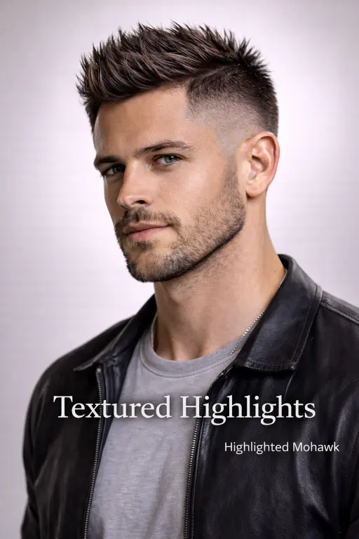 collection of short mohawk haircuts for men showing different fades, textures, and modern styling variations