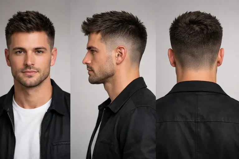 modern textured crop haircuts for men with faded sides and layered choppy top styled naturally
