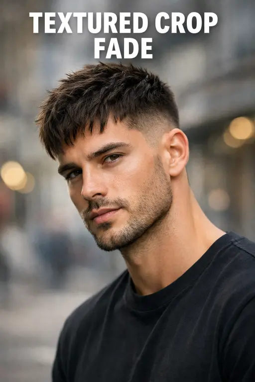 clean mid drop taper fade haircut with natural blend around the ear and neckline, styled top showing modern versatile men’s hairstyle