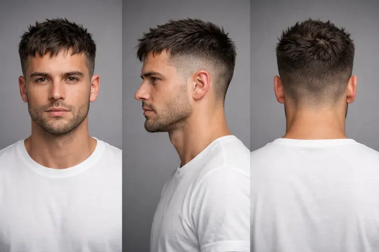 Collection of high taper fade short haircuts for men showing clean fades, textured tops, and modern short styles for different hair types