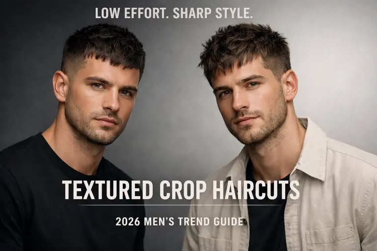 modern textured crop haircuts for men with faded sides and layered choppy top styled naturally