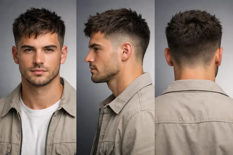 modern textured crop haircuts for men with faded sides and layered choppy top styled naturally
