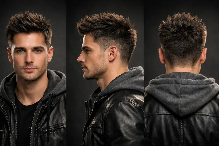man with low taper fade messy top hairstyle featuring textured medium-length hair and clean tapered sides
