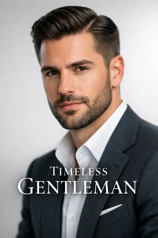 clean taper fade with beard on thick hair, smooth blend from sides into a full groomed beard, modern and sharp men’s hairstyle