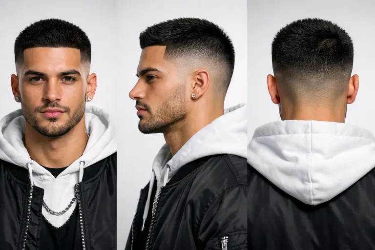 Collection of high taper fade short haircuts for men showing clean fades, textured tops, and modern short styles for different hair types
