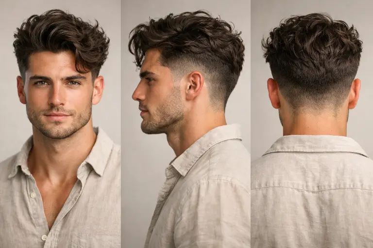High taper fade long hairstyles for men featuring clean faded sides with long textured hair on top styled in different modern looks