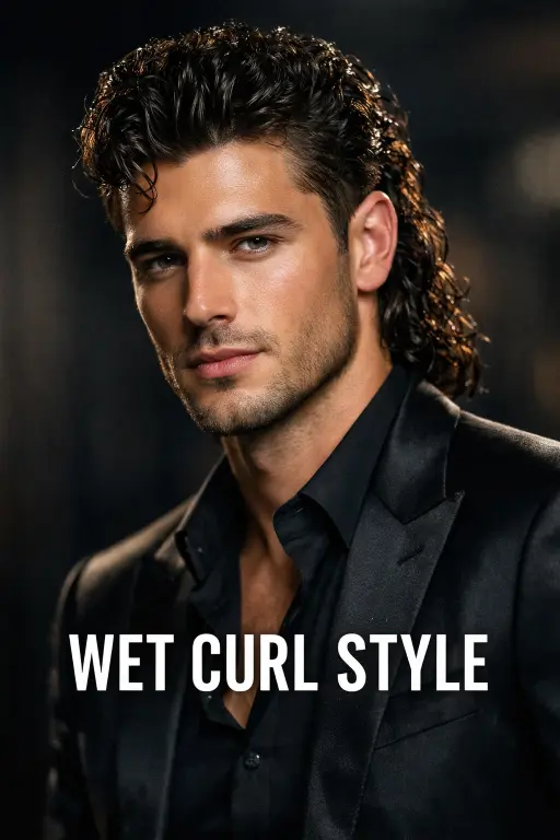 different curly mullet haircuts for men showing fade, taper, and textured styles with natural curls and varied lengths
