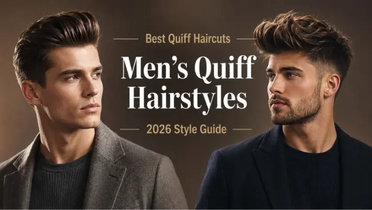 Modern textured quiff hairstyle for men with high fade, thick volume, and natural texture styled for a sharp masculine look