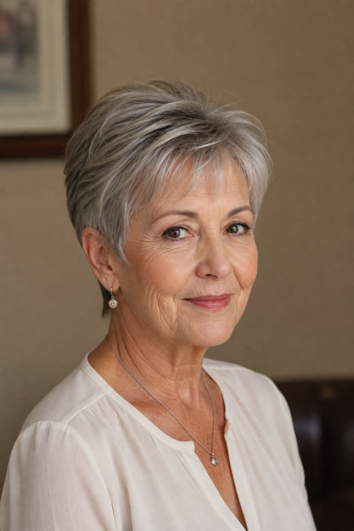 Short layered hairstyles for women over 60 showcasing modern volume, texture, and easy-to-maintain elegant looks