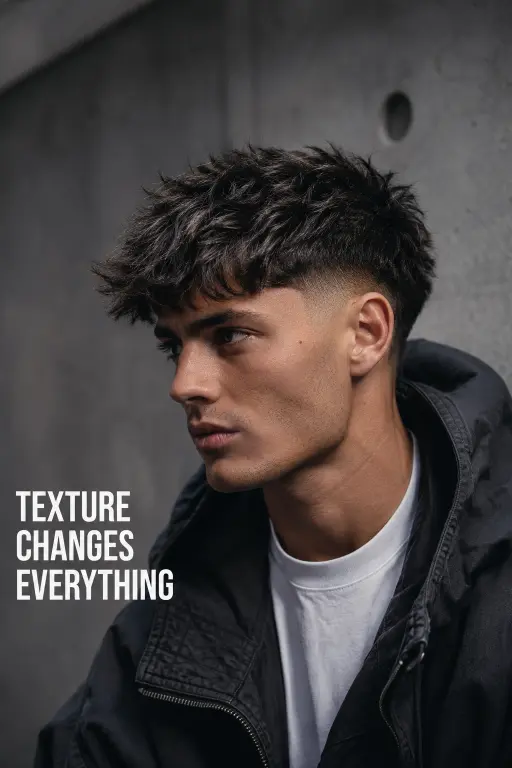 Sharp modern French crop low fade haircut on a stylish man with textured hair, clean faded sides, and defined fringe, showcasing trendy men’s grooming and contemporary barber style.
