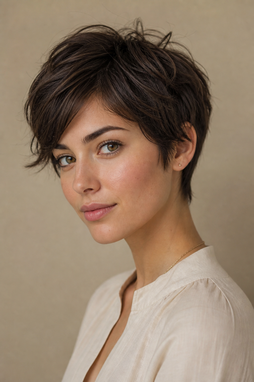 Short shaggy pixie haircuts with textured layers, volume, and modern styling for different face shapes and hair types