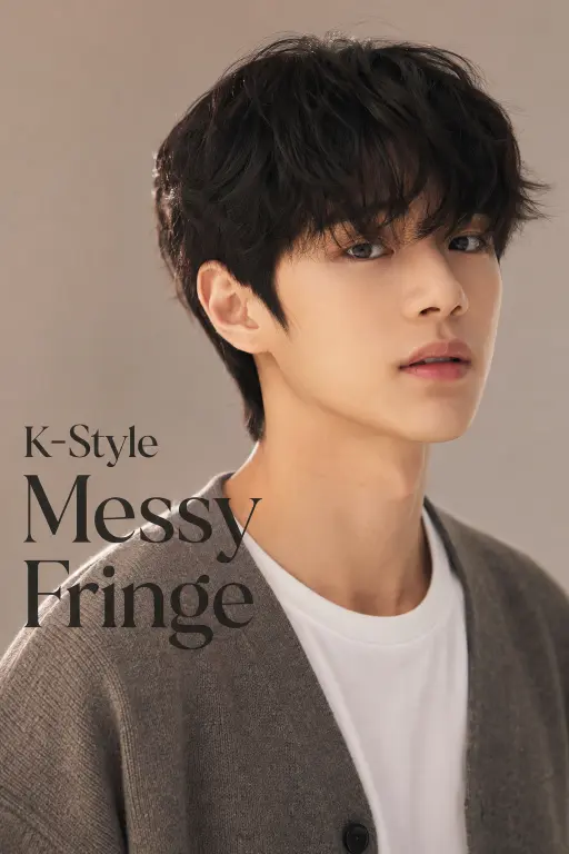 Messy fringe haircut for men with textured volume, modern fade, and natural movement — stylish 2026 men’s hairstyle idea for straight, wavy, and curly hair types.