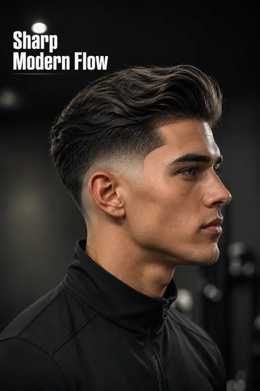 Short flow haircut styles for men featuring textured layers, taper fades, wavy flow, hockey flow, and modern short hairstyles with effortless movement and masculine styling for different face shapes and hair types