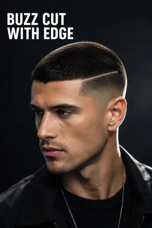 Modern long buzz cut hairstyles for men featuring fades, textured buzz cuts, beard combinations, and bold masculine looks