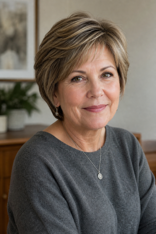 Short layered hairstyles for women over 60 showcasing modern volume, texture, and easy-to-maintain elegant looks