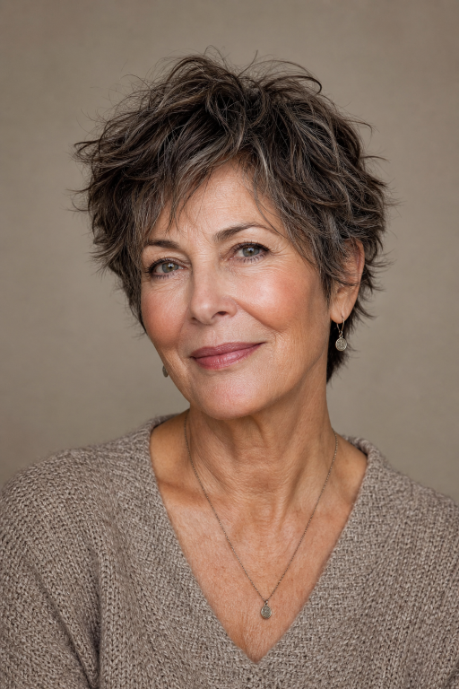 Short layered hairstyles for women over 60 showcasing modern volume, texture, and easy-to-maintain elegant looks