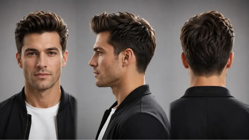 Modern textured quiff hairstyle for men with high fade, thick volume, and natural texture styled for a sharp masculine look