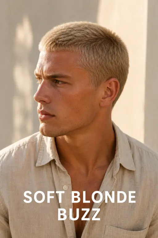 Modern long buzz cut hairstyles for men featuring fades, textured buzz cuts, beard combinations, and bold masculine looks
