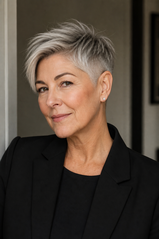 Short layered hairstyles for women over 60 showcasing modern volume, texture, and easy-to-maintain elegant looks