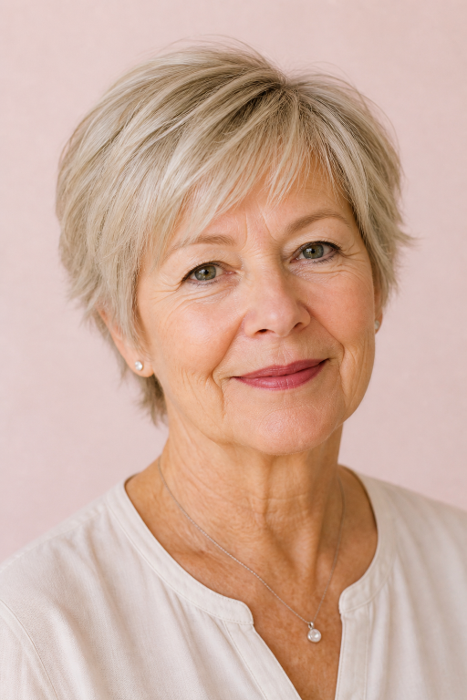 Short layered hairstyles for women over 60 showcasing modern volume, texture, and easy-to-maintain elegant looks