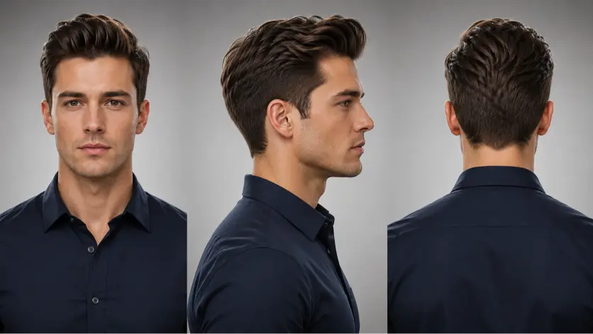 Modern textured quiff hairstyle for men with high fade, thick volume, and natural texture styled for a sharp masculine look