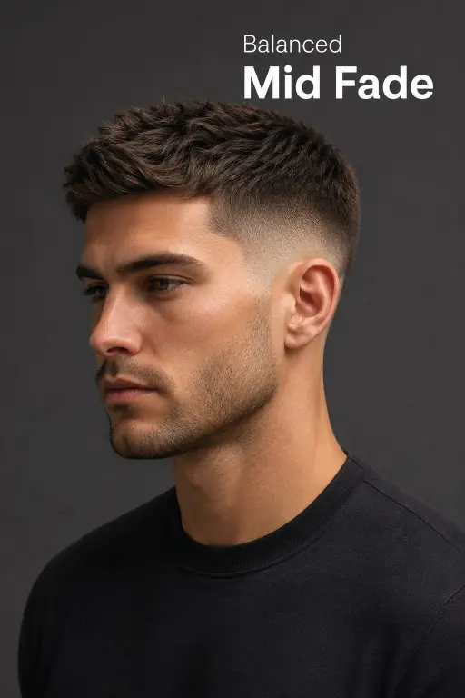 one powerfull image alt Clean and sharp crew cut haircut for men with modern fade, textured top, and masculine low maintenance style for every face shape
