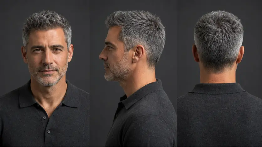 one powerfull image alt Clean and sharp crew cut haircut for men with modern fade, textured top, and masculine low maintenance style for every face shape