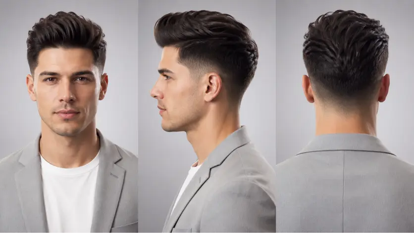 Modern textured quiff hairstyle for men with high fade, thick volume, and natural texture styled for a sharp masculine look