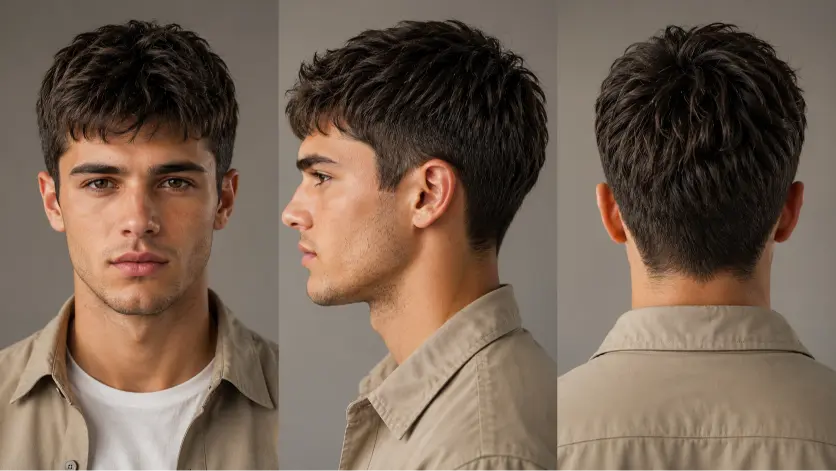 one powerfull image alt Clean and sharp crew cut haircut for men with modern fade, textured top, and masculine low maintenance style for every face shape