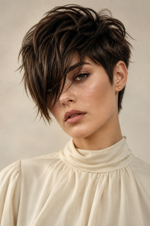 Short shaggy pixie haircuts with textured layers, volume, and modern styling for different face shapes and hair types