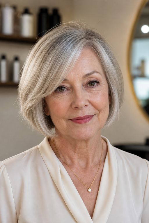 Short layered pixie haircut for women over 60 with thin fine hair adding volume and lift